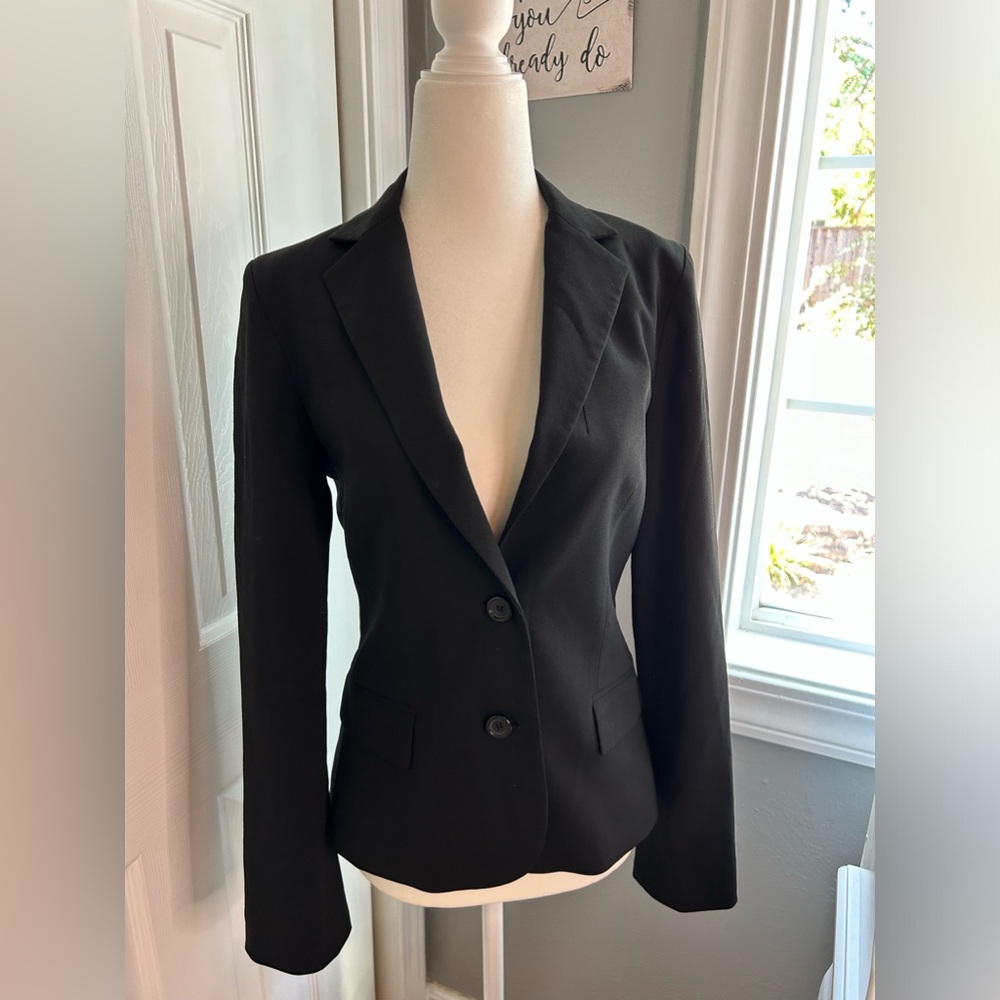 Club Monaco black single breasted blazer 2 buttons Italian tropical wool size 0